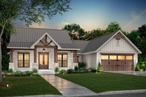 Exterior - Front Elevation for Ranch House Plan #430-292 - 3 bed, 2.5 bath