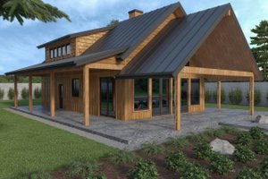 Exterior - Front Elevation for Cabin House Plan #1070-100 - 2 bed, 2 bath