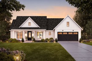 Exterior - Front Elevation for Farmhouse House Plan #1074-72 - 4 bed, 2 bath