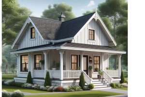 Exterior - Front Elevation for Cottage House Plan #515-46 - 2 bed, 1 bath