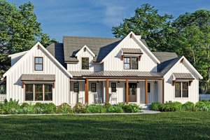 Exterior - Front Elevation for Farmhouse House Plan #927-1027 - 4 bed, 3.5 bath