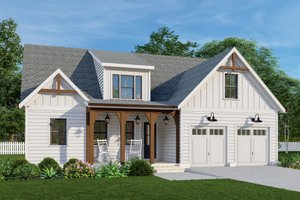 Exterior - Front Elevation for Farmhouse House Plan #927-1043 - 3 bed, 2 bath