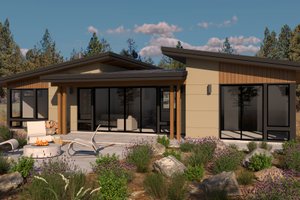 Exterior - Front Elevation for Modern House Plan #895-157 - 2 bed, 2 bath