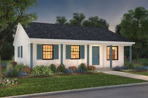 Exterior - Front Elevation for Ranch House Plan #72-101 - 3 bed, 2 bath
