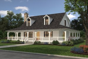 Exterior - Front Elevation for Farmhouse House Plan #72-110 - 3 bed, 2.5 bath