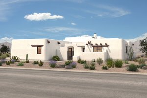 Exterior - Front Elevation for Adobe / Southwestern House Plan #72-1024 - 3 bed, 2.5 bath