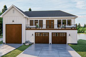 Exterior - Front Elevation for Barndominium House Plan #455-266 - 2 bed, 1.5 bath