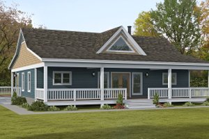 Exterior - Front Elevation for Prairie House Plan #932-1024 - 2 bed, 2 bath