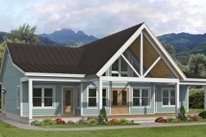Exterior - Front Elevation for Country House Plan #932-1108 - 2 bed, 2 bath