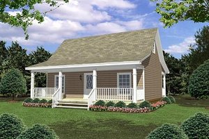 Exterior - Front Elevation for Cottage House Plan #21-211 - 2 bed, 1 bath