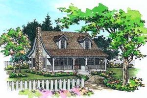 Exterior - Front Elevation for Country House Plan #72-108 - 3 bed, 2 bath