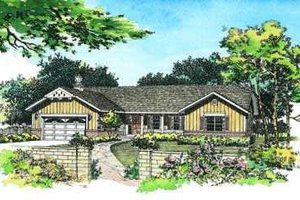 Exterior - Front Elevation for Ranch House Plan #72-129 - 3 bed, 2 bath