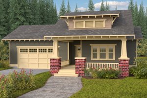 Exterior - Front Elevation for Bungalow House Plan #434-7 - 3 bed, 2 bath