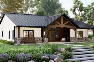 Exterior - Front Elevation for Ranch House Plan #1064-191 - 3 bed, 2 bath