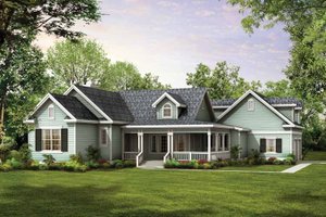 Exterior - Front Elevation for Country House Plan #72-122 - 3 bed, 2 bath