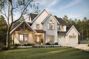 Exterior - Front Elevation for Farmhouse House Plan #1114-11 - 4 bed, 3.5 bath