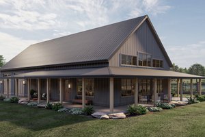 Exterior - Front Elevation for Barndominium House Plan #455-244 - 3 bed, 2 bath