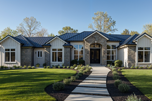 Exterior - Front Elevation for Farmhouse House Plan #1109-11 - 4 bed, 4.5 bath