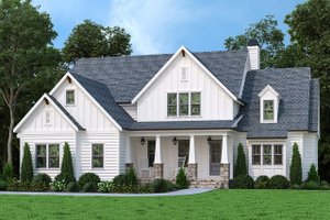 Exterior - Front Elevation for Farmhouse House Plan #927-1011 - 4 bed, 4 bath