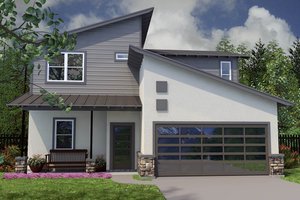 Exterior - Front Elevation for Modern House Plan #472-8 - 3 bed, 2.5 bath