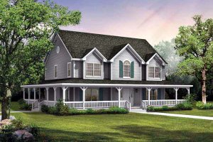 Exterior - Front Elevation for Country House Plan #72-222 - 4 bed, 2.5 bath