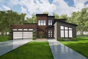 Exterior - Front Elevation for Modern House Plan #17-2602 - 3 bed, 2 bath