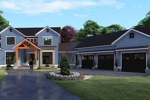 Exterior - Front Elevation for Craftsman House Plan #17-3423 - 5 bed, 5.5 bath