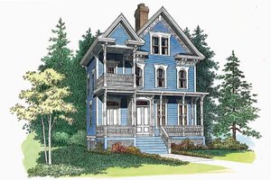 Exterior - Front Elevation for Victorian House Plan #72-885 - 3 bed, 3.5 bath