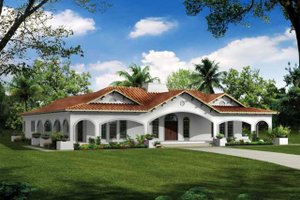Exterior - Front Elevation for Mediterranean House Plan #72-150 - 3 bed, 2.5 bath