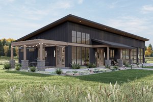 Exterior - Front Elevation for Barndominium House Plan #455-252 - 2 bed, 2 bath