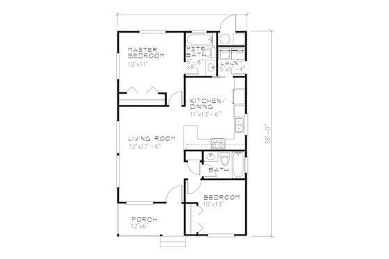 Floor Plan - Main Floor for Cottage House Plan #515-56 - 2 bed, 2 bath