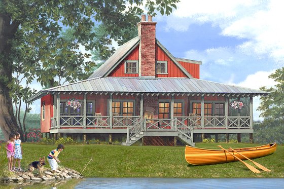 Exterior - Front Elevation 3 for Country House Plan #137-375 - 4 bed, 3 bath