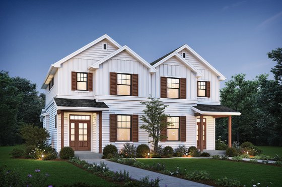 Modern Farmhouse Duplex Plan