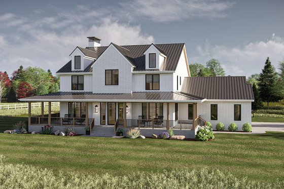 Exterior - Front Elevation for Farmhouse House Plan #455-682 - 4 bed, 4.5 bath