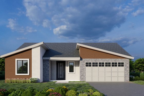 Exterior - Front Elevation for Contemporary House Plan #112-236 - 3 bed, 2 bath