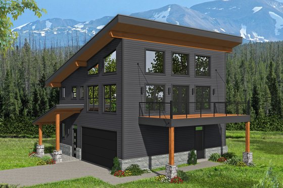 Exterior - Front Elevation for Contemporary House Plan #932-526 - 2 bed, 2.5 bath