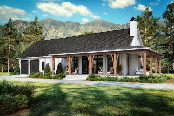 Barndo Plan with Three-Car Garage