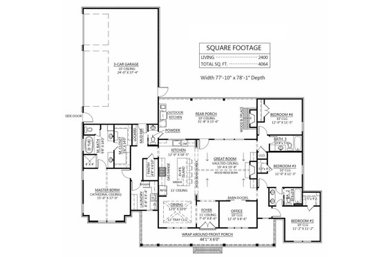 Floor Plan - Main Floor for Farmhouse House Plan #1074-24 - 4 bed, 3.5 bath