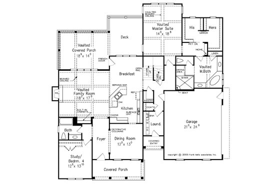 Floor Plan - Main Floor for Traditional House Plan #927-6 - 4 bed, 3 bath