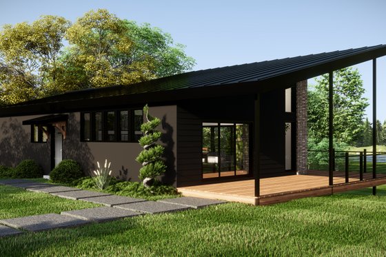 Exterior - Front Elevation 3 for Modern House Plan #1064-298 - 2 bed, 2 bath