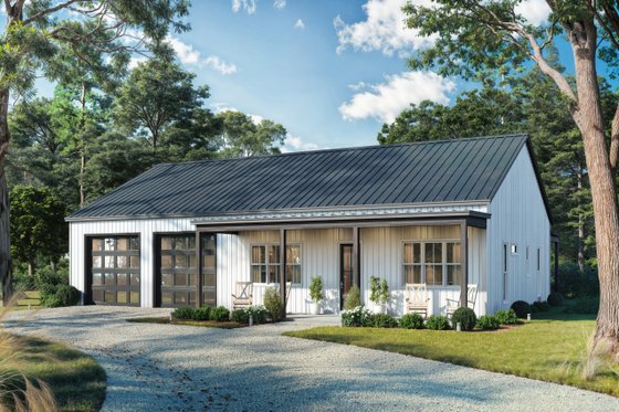 Exterior - Front Elevation 3 for Barndominium House Plan #430-403 - 2 bed, 2 bath