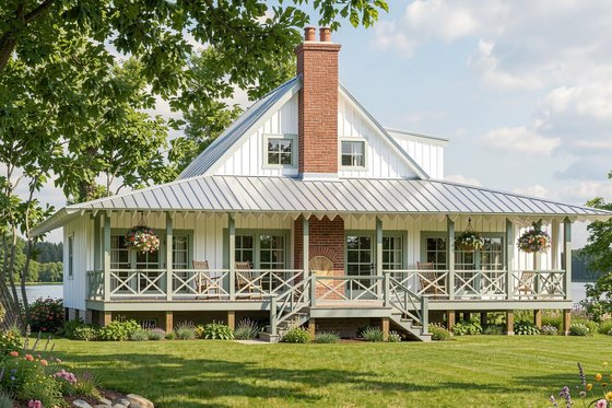 Exterior - Front Elevation for Country House Plan #137-375 - 4 bed, 3 bath