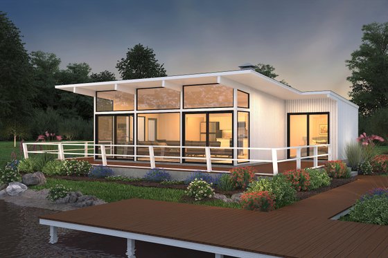 Exterior - Front Elevation 3 for Contemporary House Plan #72-529 - 2 bed, 2 bath