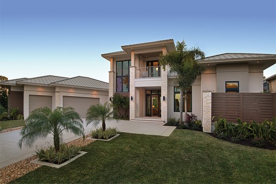 Exterior - Front Elevation for Contemporary House Plan #930-20 - 3 bed, 4 bath
