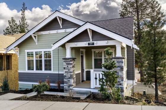 Exterior - Front Elevation for Craftsman House Plan #895-55 - 2 bed, 1 bath