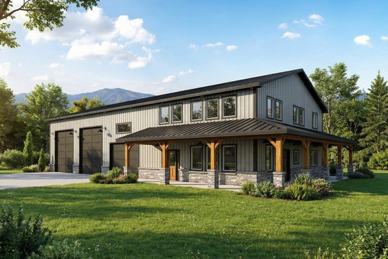Barndominium with Shop and Three-Car Garage
