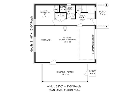 Floor Plan - Main Floor for Contemporary House Plan #932-435 - 3 bed, 2 bath