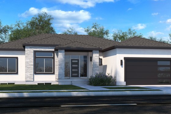 Exterior - Front Elevation for Contemporary House Plan #1073-20 - 4 bed, 2.5 bath