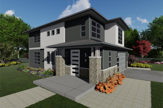 Exterior - Front Elevation for Contemporary House Plan #126-226 - 3 bed, 2 bath