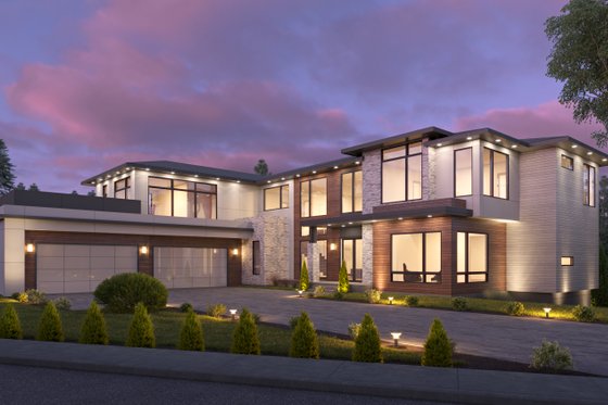 Exterior - Front Elevation for Contemporary House Plan #1066-135 - 5 bed, 6.5 bath